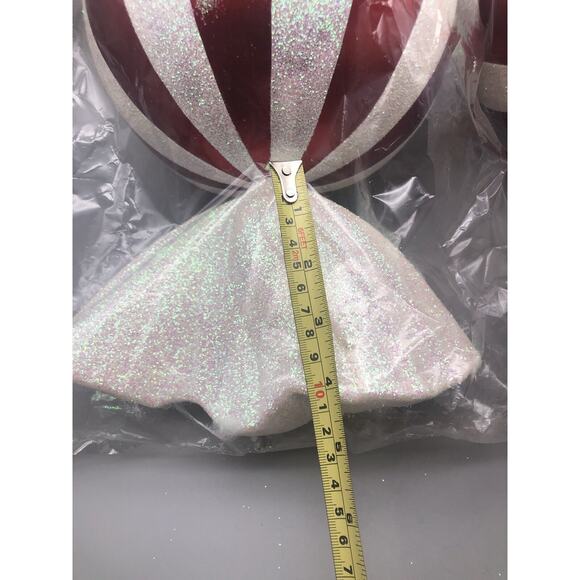 Adams & Co Acrylic Peppermint Candy Ball Ornaments 18.5”Christmas Glitter Red/Wh - Picture 9 of 14